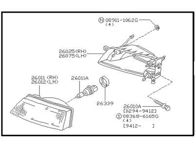 Nissan 26010-40U25 Passenger Side Headlamp Assembly