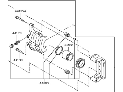 Infiniti 44011-AM800 CALIPER Assembly-Rear LH, W/O Pads Or SHIMS