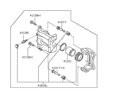 Nissan 41001-8J000 CALIPER Assembly-Front RH, W/O Pads Or SHIMS