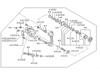 Nissan 44001-0N600 CALIPER Assembly-Rear RH, W/O Pads Or SHIMS