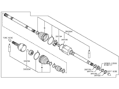 Nissan 39100-4BA0A Shaft Assembly-Front Drive RH