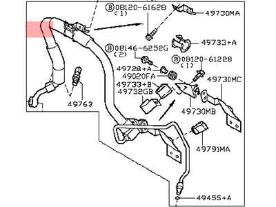 Nissan 49720-CA000 Hose & Tube Assy-Power Steering