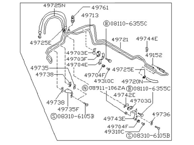 Nissan 49710-85A01 Hose Assy-Pump