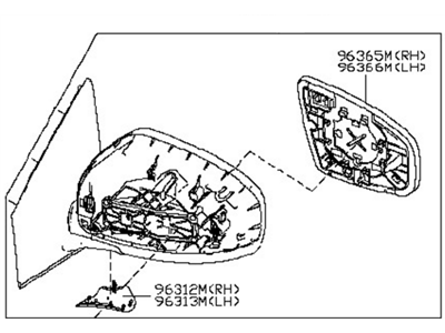 Nissan 96301-1GR0A Mirror Assembly-Door, RH