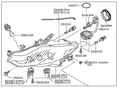 Nissan 26060-1AA6A Left Headlight Assembly