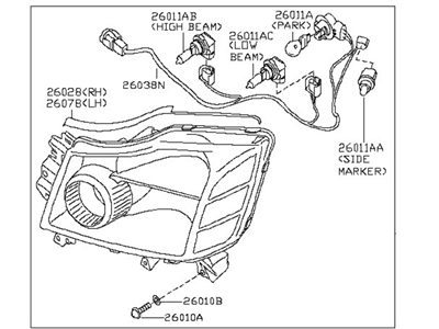 Nissan 26060-ZC30A Driver Side Headlight Assembly