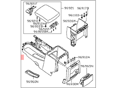 Nissan 96910-65E00 Console Box-Floor