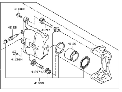 Nissan 41011-JE00A CALIPER Assembly-Front LH, W/O Pads Or SHIMS