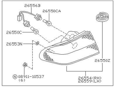 Nissan 26550-1M225 Lamp Assembly-Rear Combination, RH