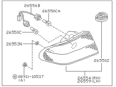 Nissan 26555-1M225 Lamp Assembly-Rear Combination, LH