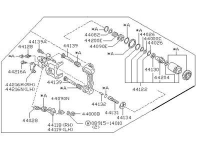 Nissan 44001-97E00 Brake CALIPER Rear RH