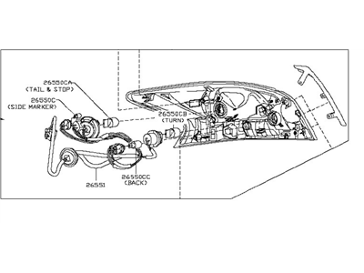 Nissan 26555-3TA0A Lamp Assembly-Rear Combination LH