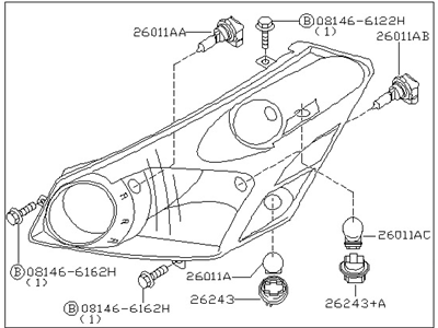 Nissan 26010-5Z025 Passenger Side Headlamp Assembly