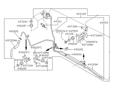Nissan 49710-0L900 Hose & Tube Set-Power Steering