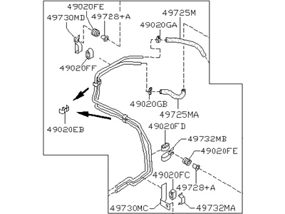 Nissan 49721-2B000 Hose & Tube Assy-Power Steering