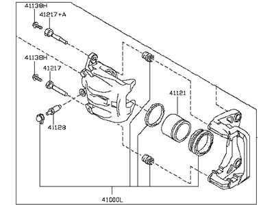 Nissan 41011-CA005 CALIPER Assembly-Front LH, W/O Pads Or SHIMS