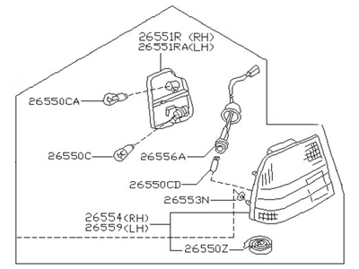 Nissan 26550-40U27 Lamp Assembly-Rear Combination, RH