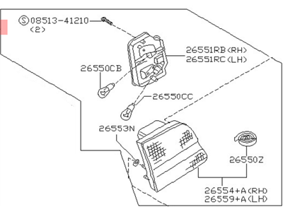 Nissan 26555-0L726 Lamp Assembly-Rear Combination, LH