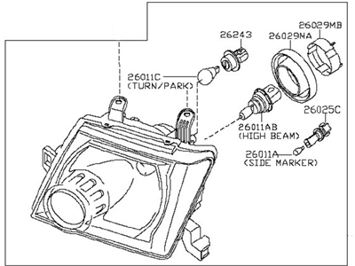 Nissan 26010-EA000 Passenger Side Headlight Assembly