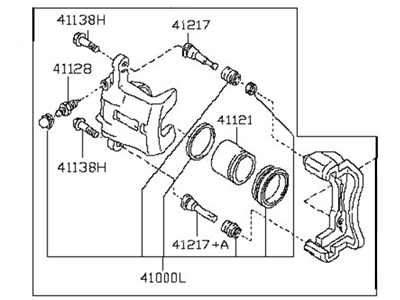 Nissan 41001-3SG0A CALIPER Assembly-Front RH, W/O Pad & SHIM