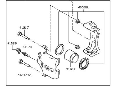 Nissan 41001-3U80B CALIPER Assembly-Front RH, W/O Pads Or SHIMS