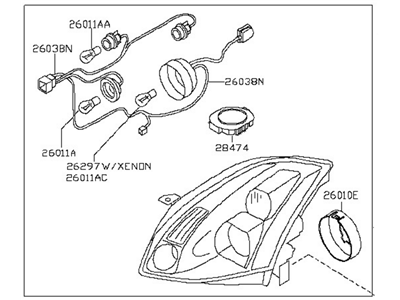 Nissan 26010-7Y025 Passenger Side Headlight Assembly