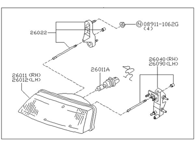 Nissan 26010-8Z025 Passenger Side Headlight Assembly