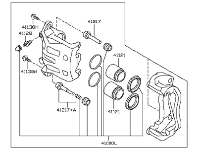 Nissan 41001-1EA0A CALIPER Assembly-Front RH, W/O Pads Or SHIMS