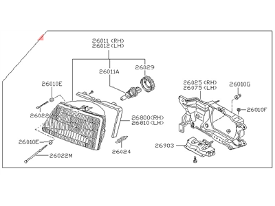 Nissan 26010-D3400 Passenger Side Headlight Assembly