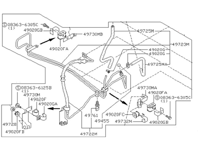 Nissan 49710-81F00 Hose & Tube Set-Power Steering