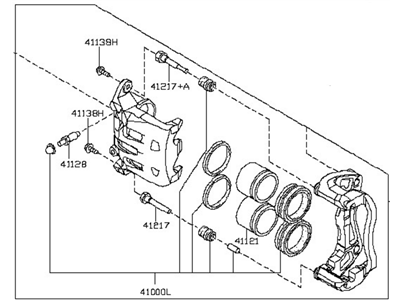 Nissan 41011-EG50A CALIPER Assembly-Front LH, W/O Pads Or SHIMS