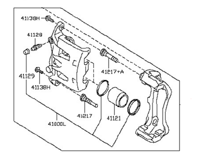 Nissan 41001-3TA0A CALIPER Assembly-Front RH, W/O Pads Or SHIMS