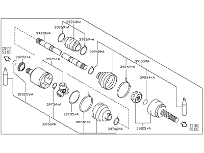 Nissan 39101-CA000 Shaft Assy-Front Drive, LH