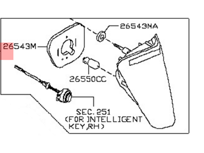 Nissan 26540-30R00 Lamp Assembly-Reverse RH