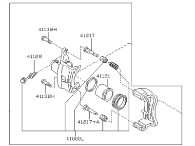 Nissan 41011-65F00 CALIPER Assembly-Front LH, W/O Pads Or SHIMS