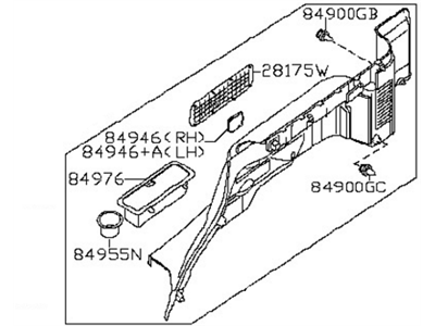Nissan 84951-EA502 Finisher-Luggage Side, Lower LH