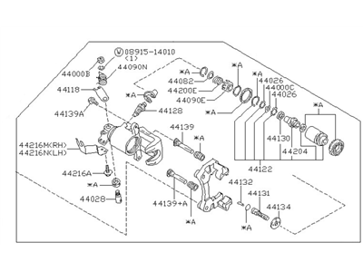 Nissan 44001-31U13 CALIPER-Rear RH, W/O Pads