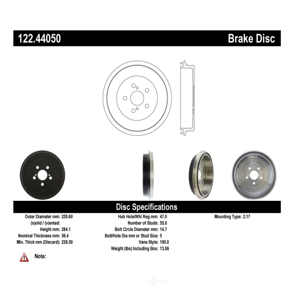 Centric Premium Rear Brake Drum 122.44050