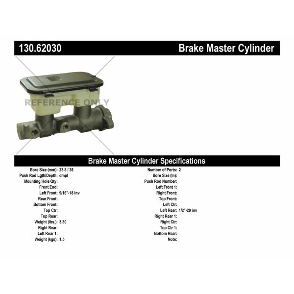 Centric Premium Brake Master Cylinder 130.62030