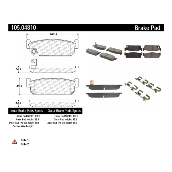 Centric Posi Quiet™ Ceramic Rear Disc Brake Pads 105.04810