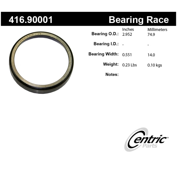 Centric Premium™ Rear Outer Wheel Bearing Race 416.90001