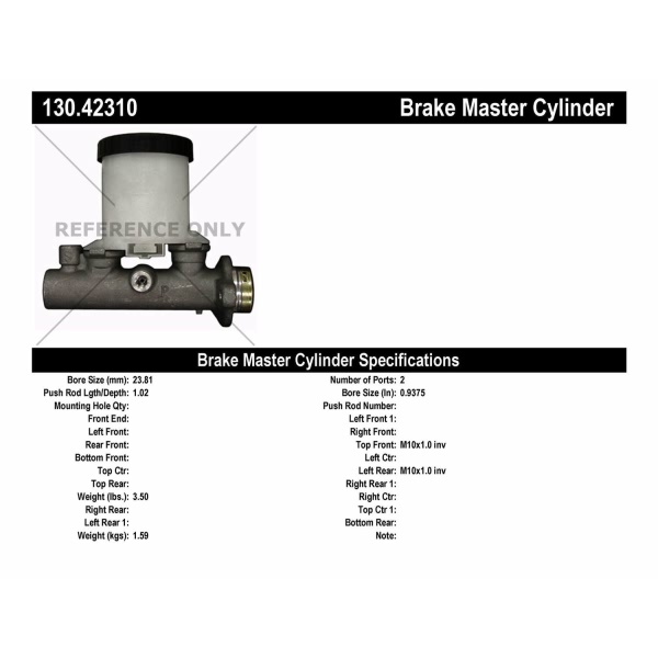 Centric Premium Brake Master Cylinder 130.42310