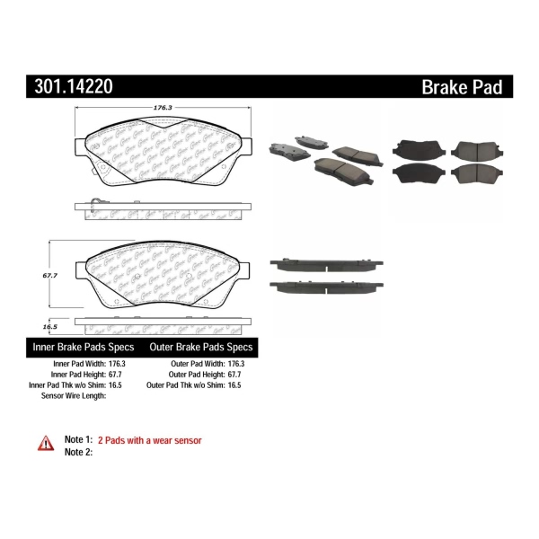 Centric Premium Ceramic Front Disc Brake Pads 301.14220
