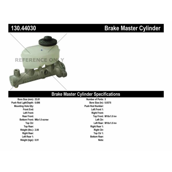 Centric Premium Brake Master Cylinder 130.44030