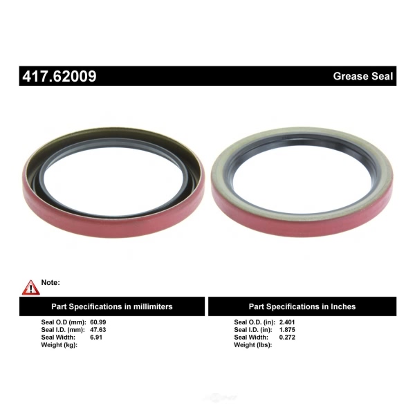 Centric Premium™ Front Inner Wheel Seal 417.62009