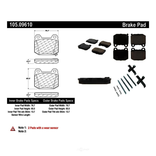 Centric Posi Quiet™ Ceramic Rear Disc Brake Pads 105.09610