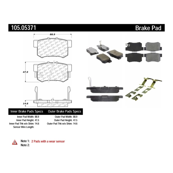 Centric Posi Quiet™ Ceramic Rear Disc Brake Pads 105.05371