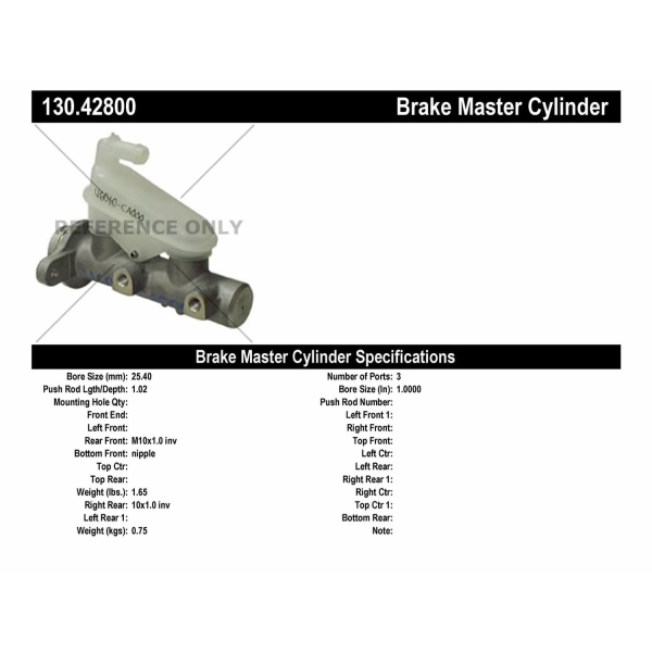 Centric Premium Brake Master Cylinder 130.42800