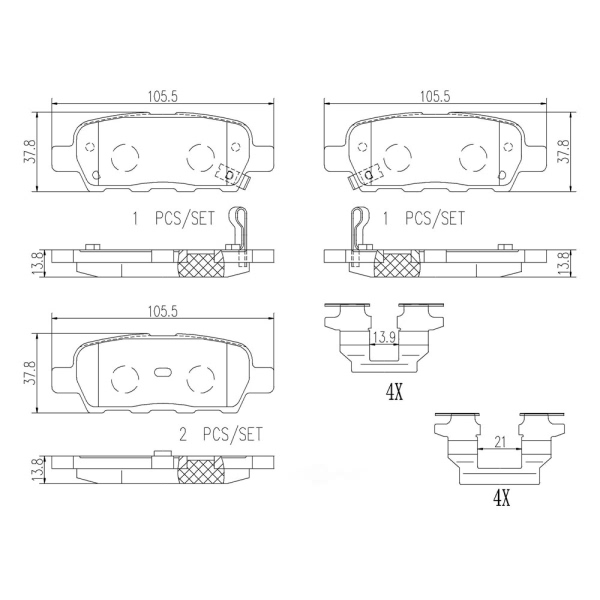 brembo Premium Ceramic Rear Disc Brake Pads P56046N