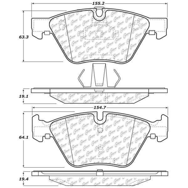 Centric Posi Quiet™ Semi-Metallic Front Disc Brake Pads 104.10610